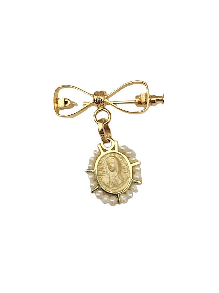 Fistol moño con perlas Virgen oval