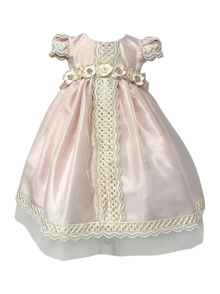 Bata de organza tira guipiure media manga
