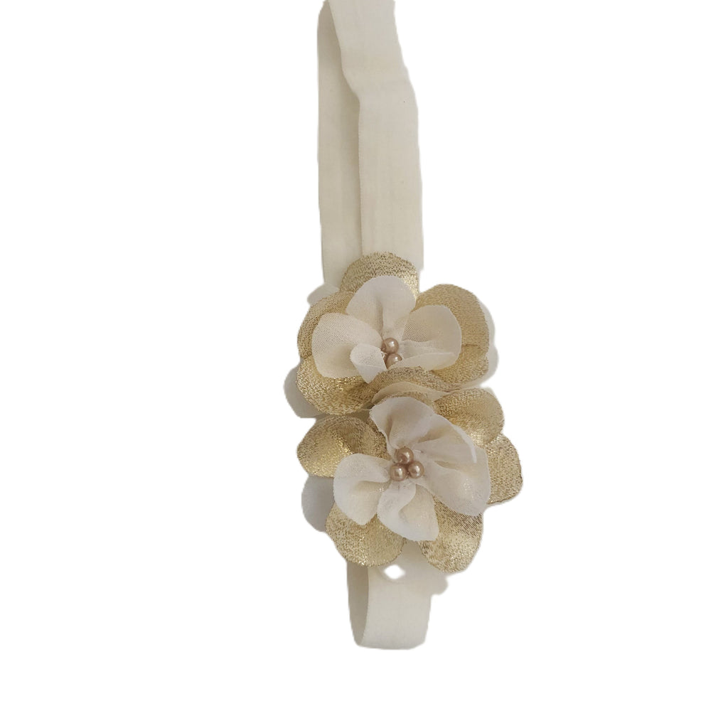 Tiara elástica combinada centro perlitas