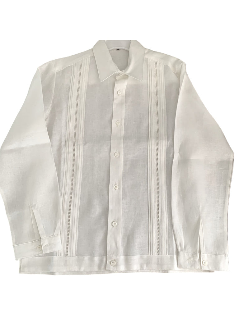 Guayabera lino manga larga cuello sport