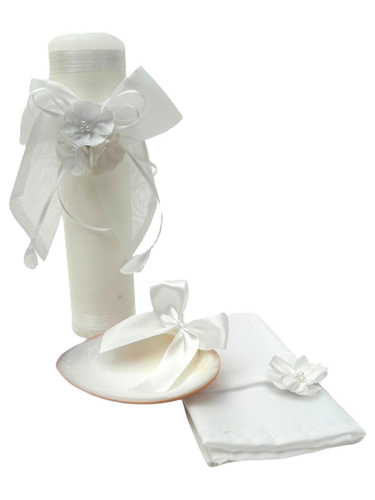 Juego de vela bautizo Luciana con moño