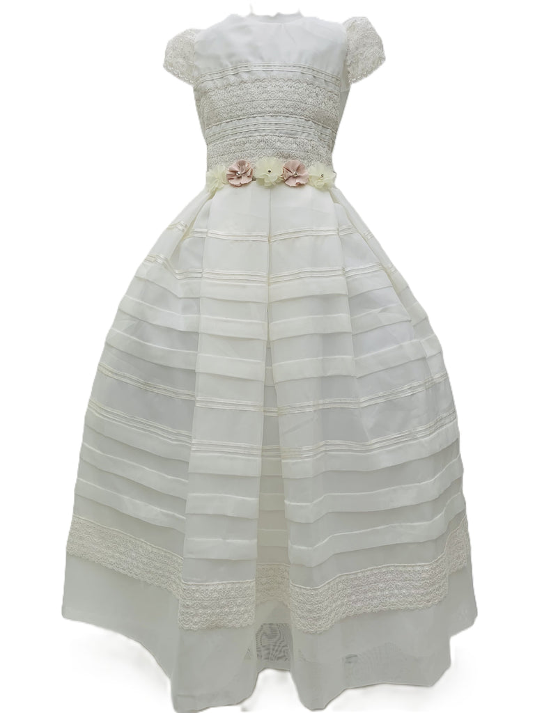 Vestido de primera comunión alforzado