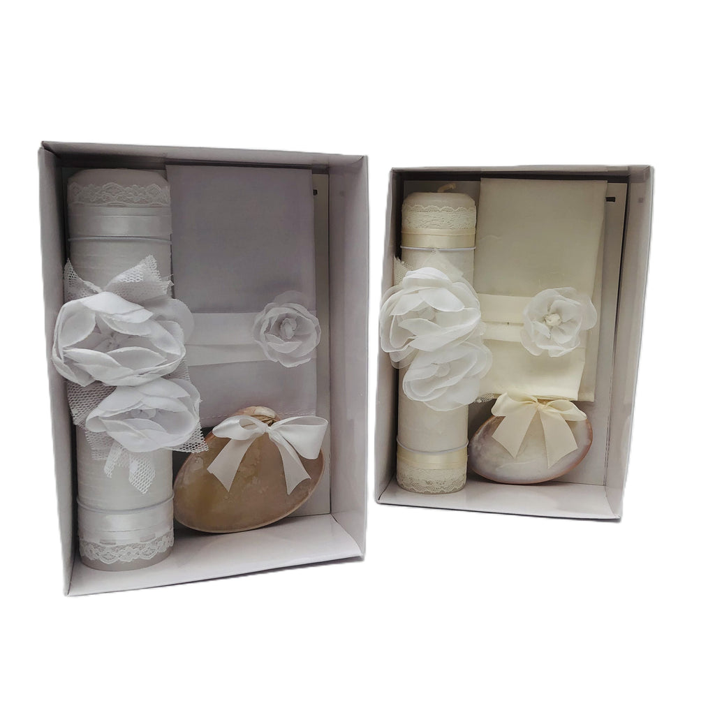 Juego de bautizo flores rosal mesh