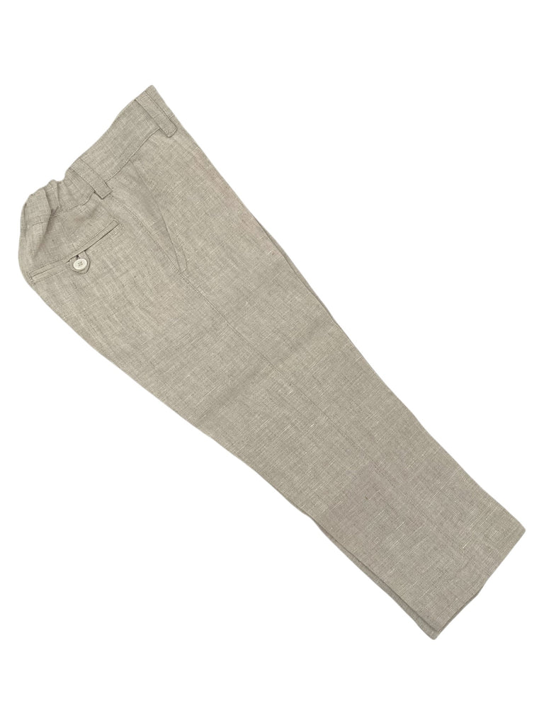 Pantalón de lino recto con botones atrás
