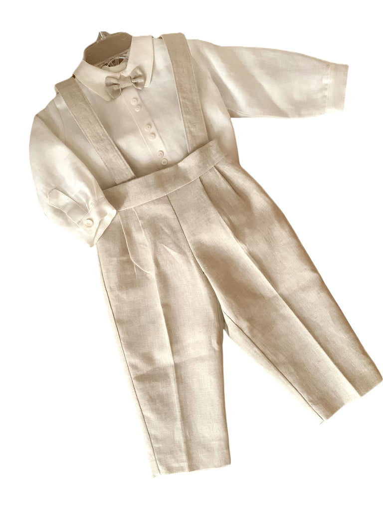 Conjunto lino con tirantes y moñito