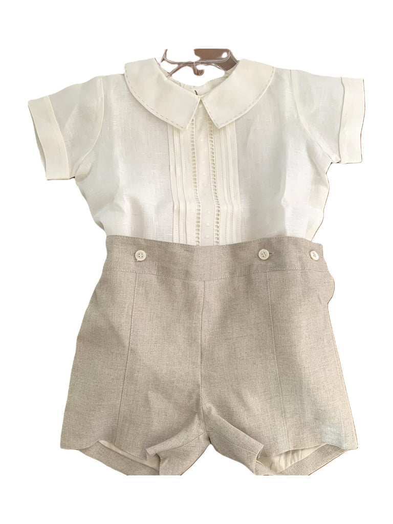 Bombacho de lino camisa con pespunte