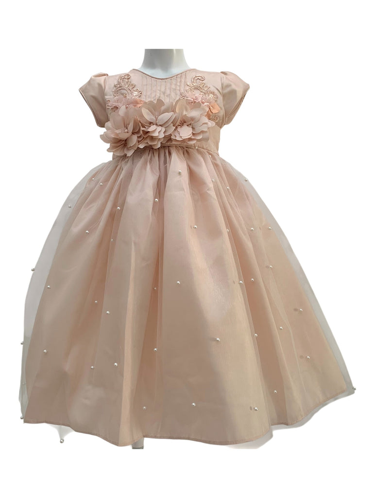 Vestido peto bordado falda de tul con perlitas