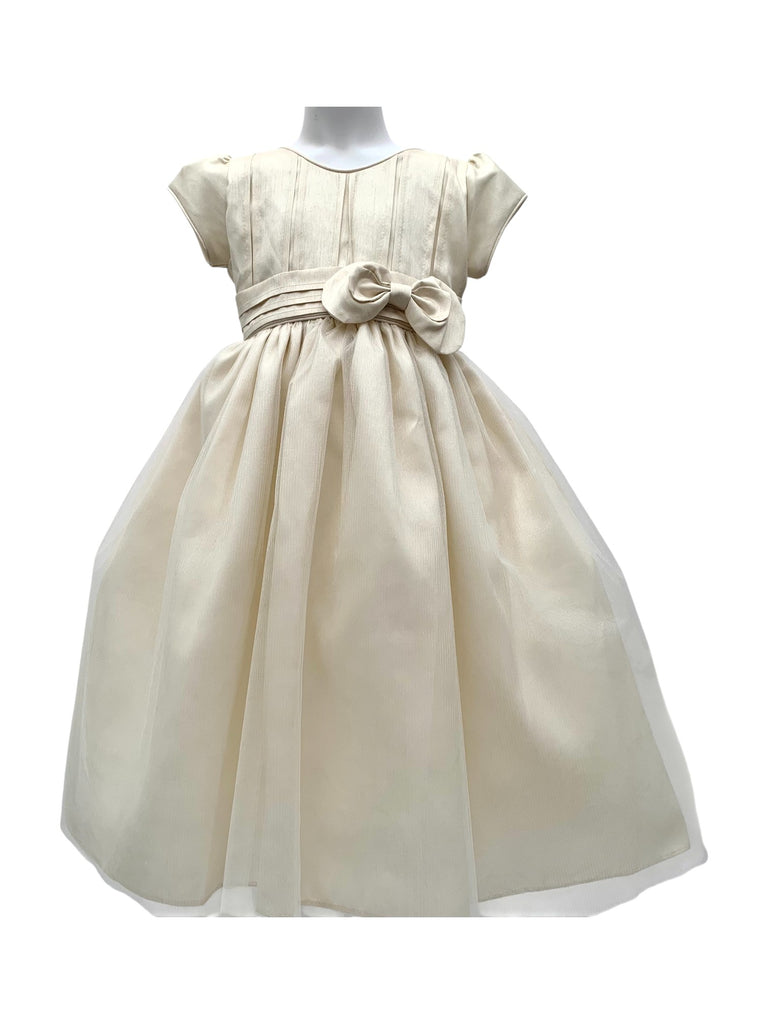 Vestido peto telar alforzado falda de tul