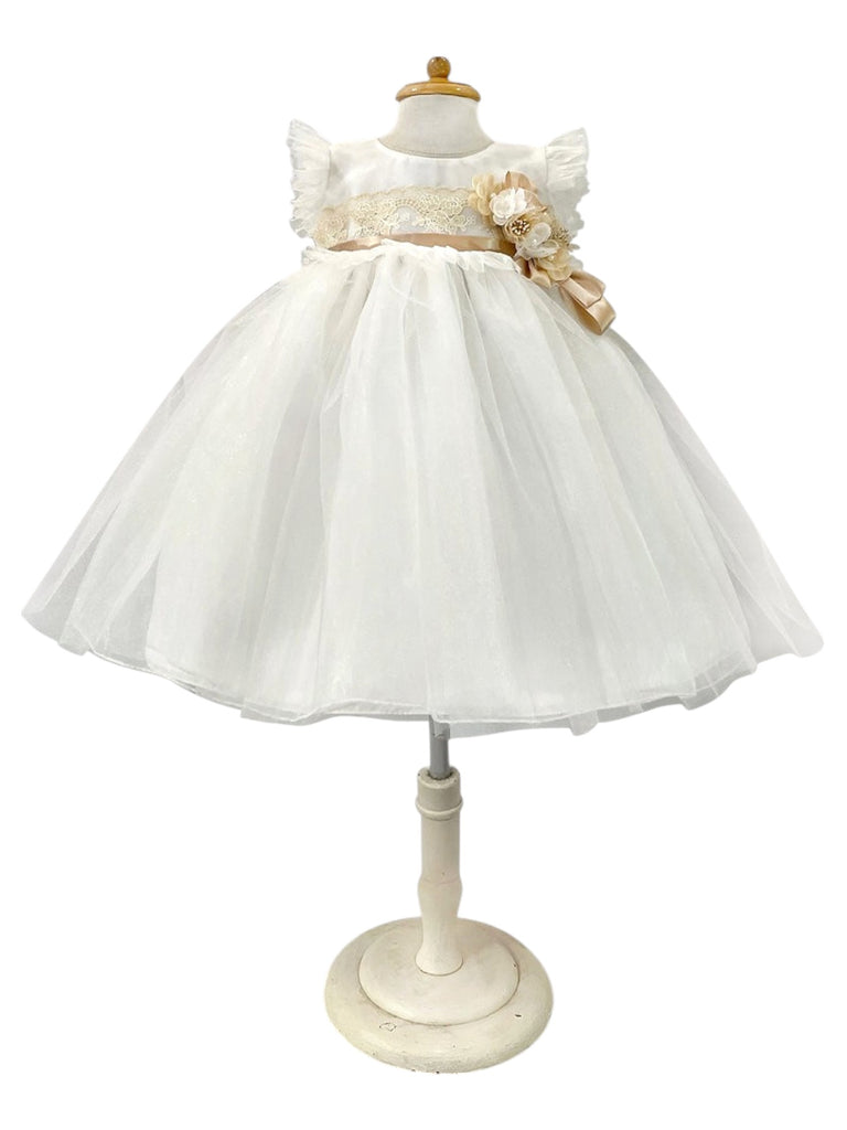 Batita de organza peto bordado de encaje español