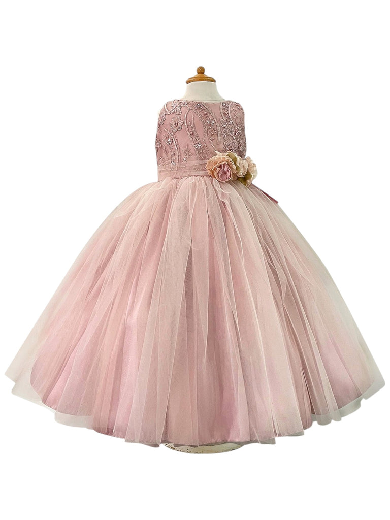 Vestido peto bordado falda de tul sencilla