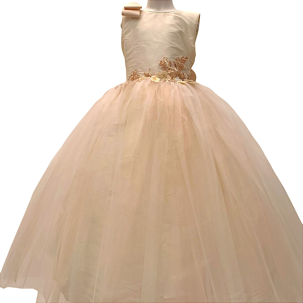 Vestido comunión peto telar sin manga cintura accesorios