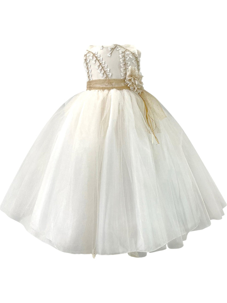 Vestido peto bordado hojas doble falda de tul