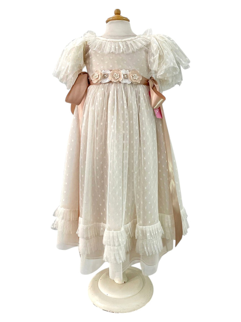 Vestido de tul mesh falda puntos listones