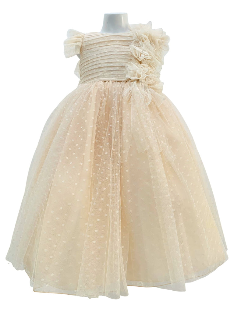 Vestido tul puntos peto drapeado