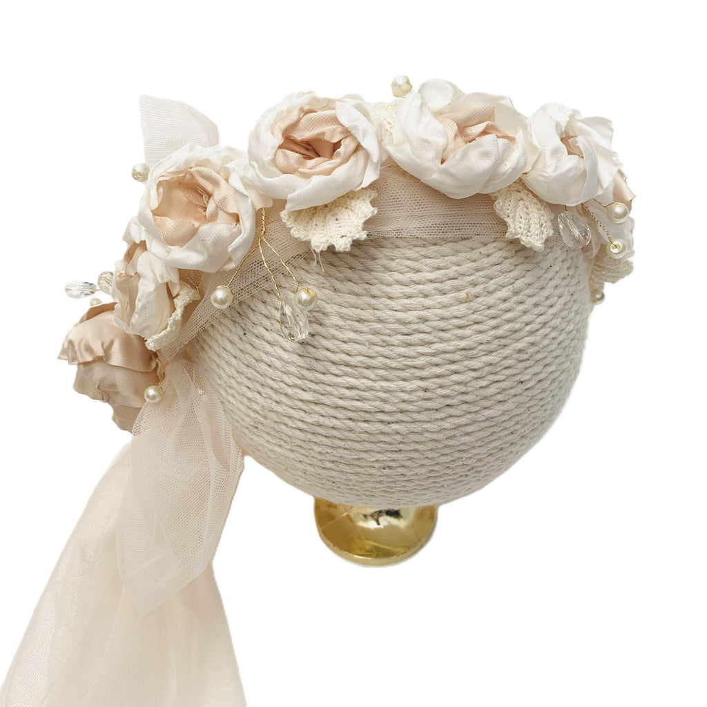 Diadema flores grandes con tira de tul