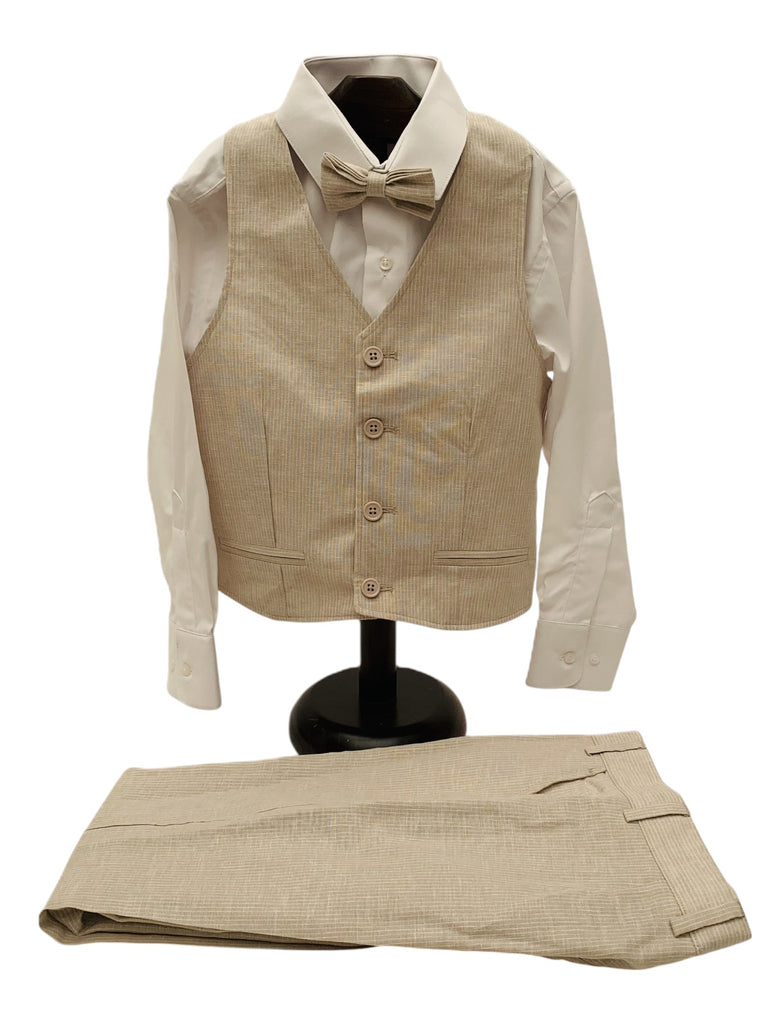 Conjunto camisa, pantalón y chaleco tela rayada