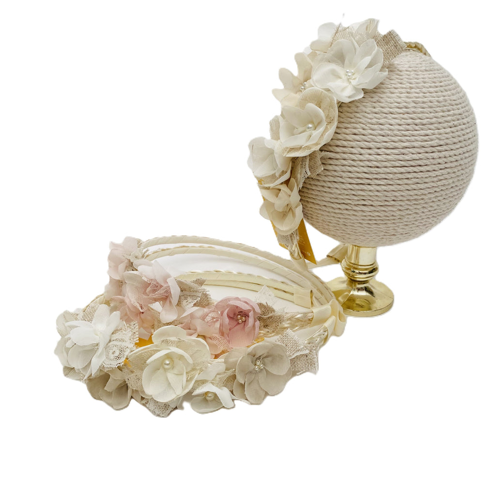 Tiara doble trenza flores