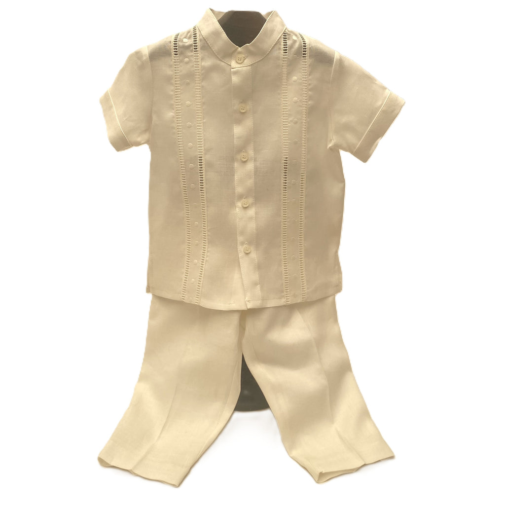 Conjunto pantalón camisa tira bordada