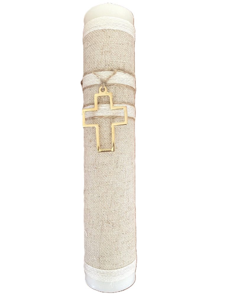 Vela individual yute cruz silueta