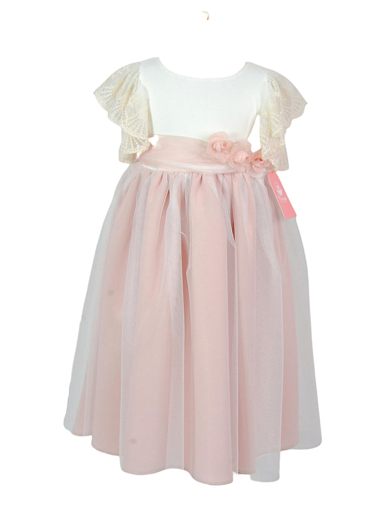 Vestido corto tul mesh manga tira bolillo