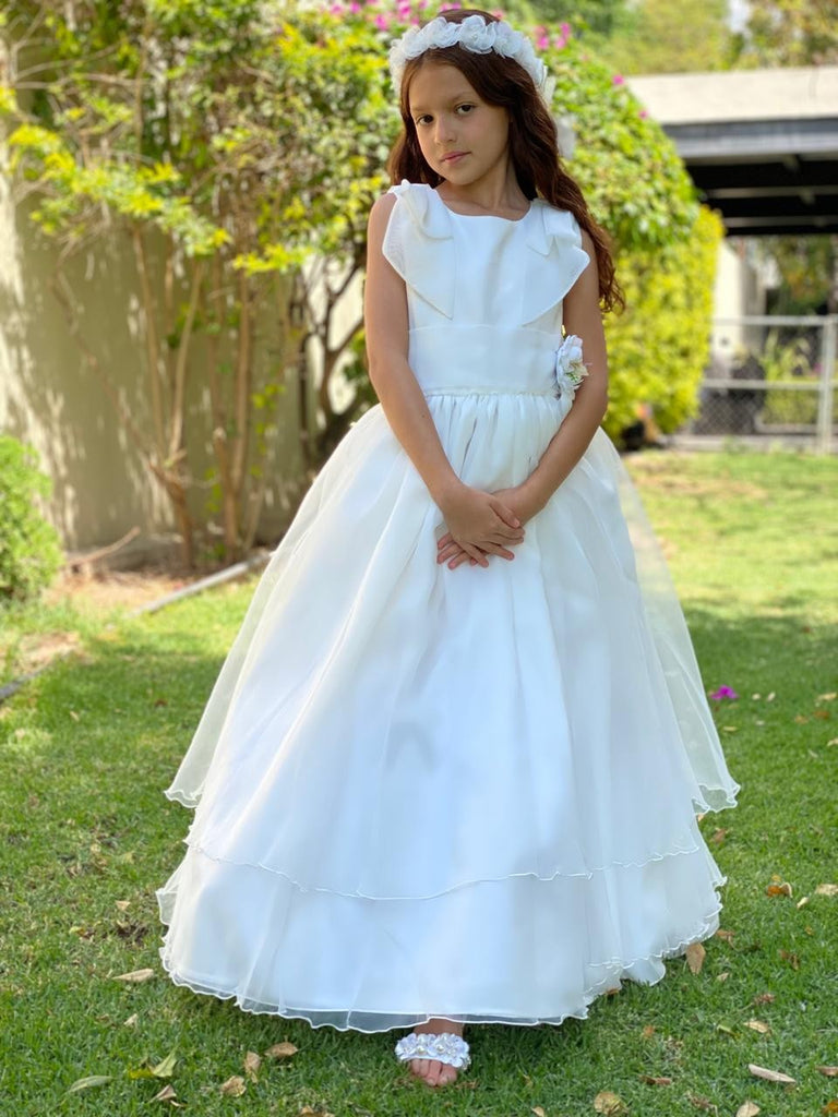 Vestido comunión organza doble falda circular