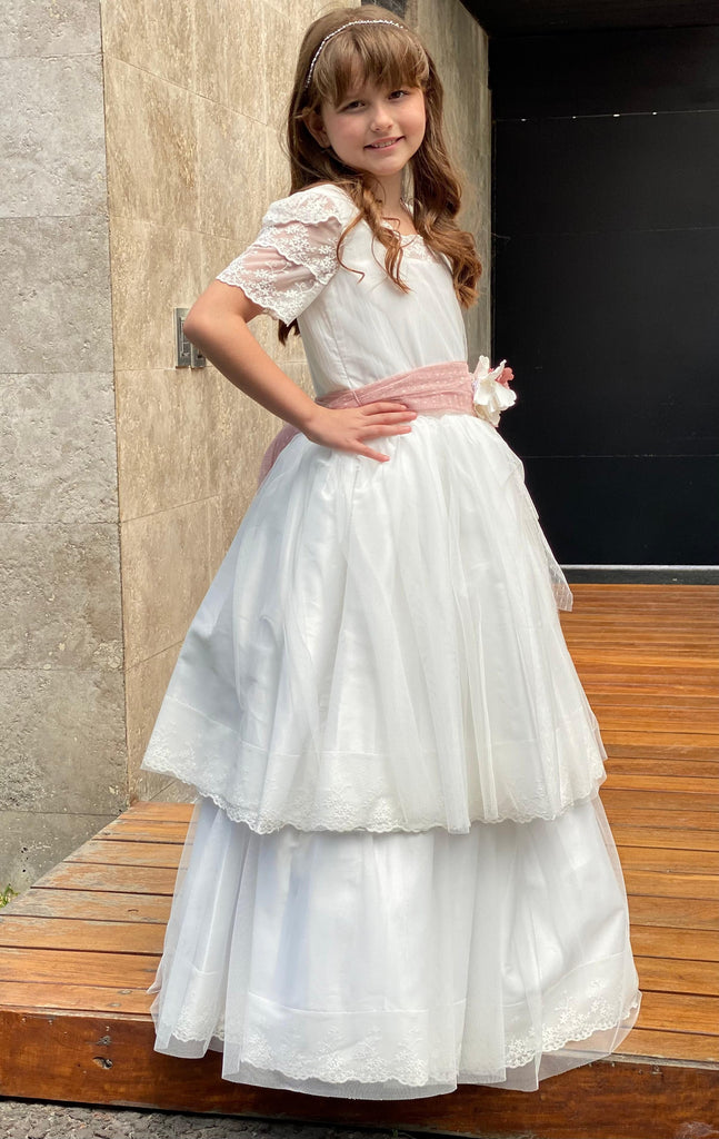 Vestido comunión desmontable tela en tafeta