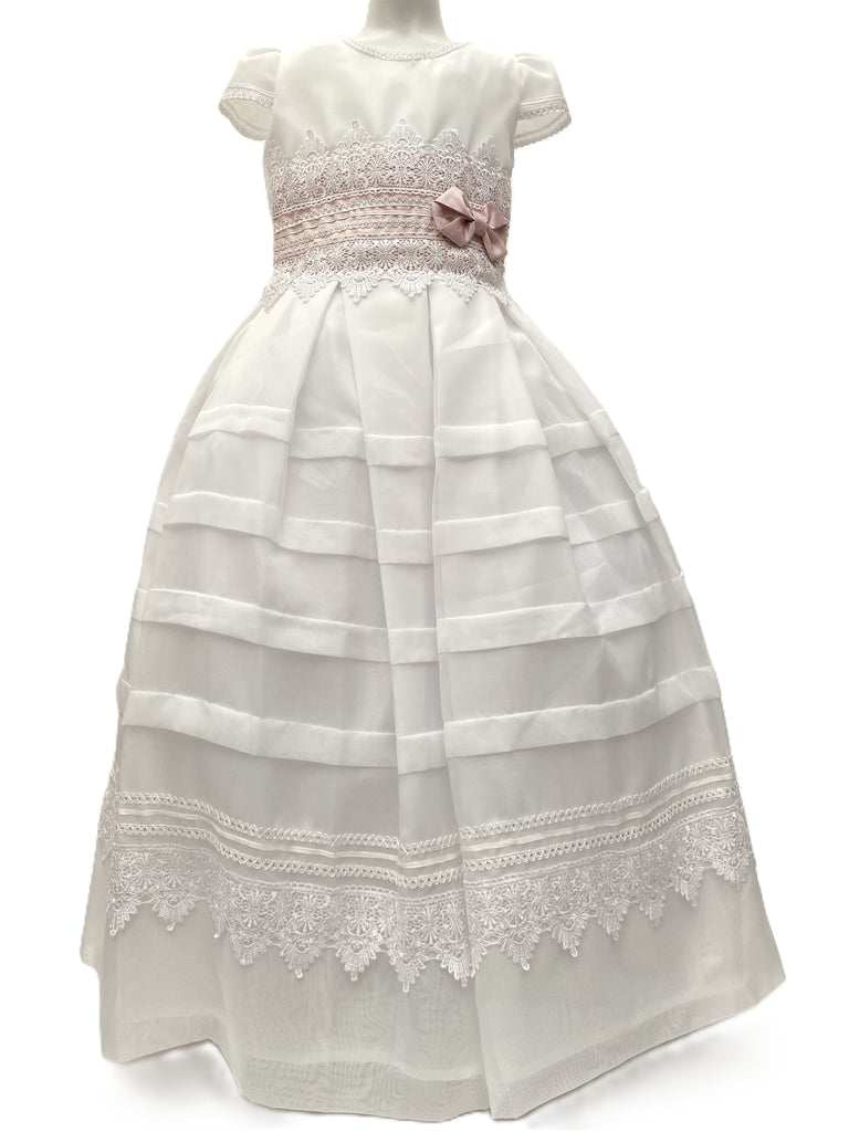 Vestido alforzado tira bordada manga japonesa