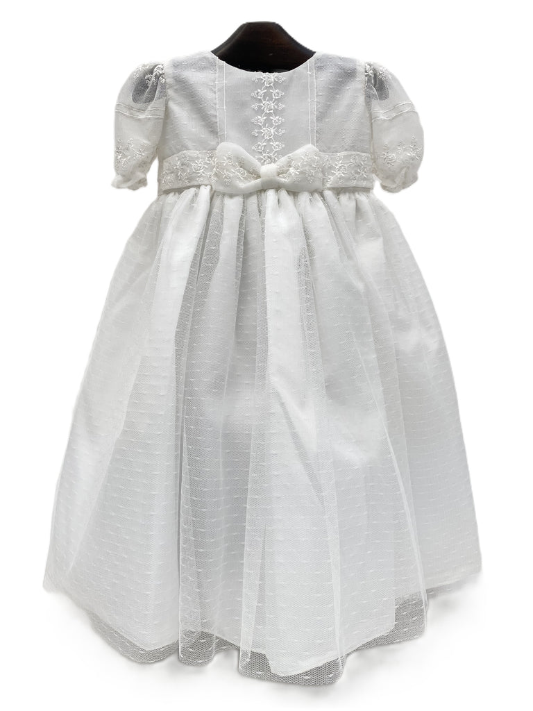 Bata de tul puntos peto y manga moñito de tira