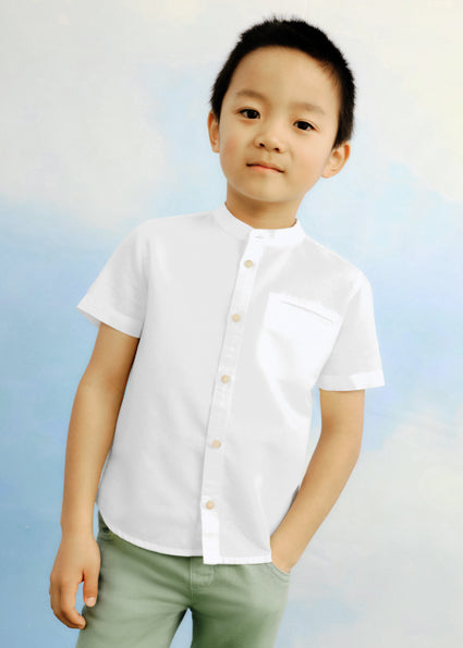 Camisa manga corta cuello mao lino