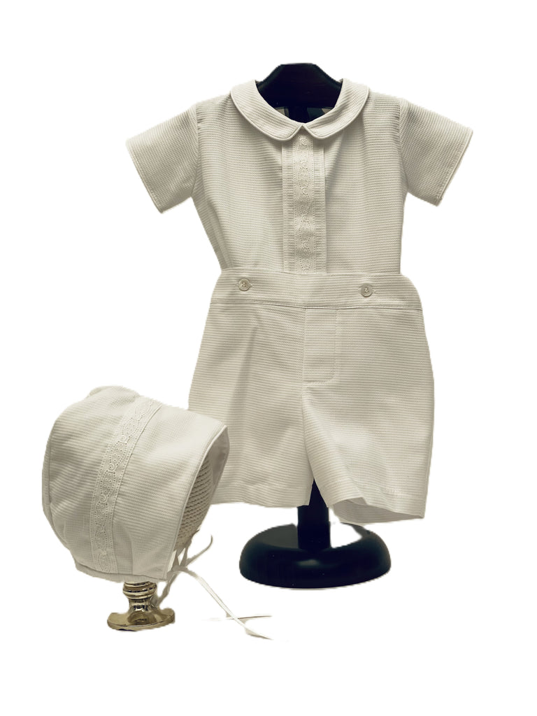 Ropón niño pique camisa y bermuda con gorro