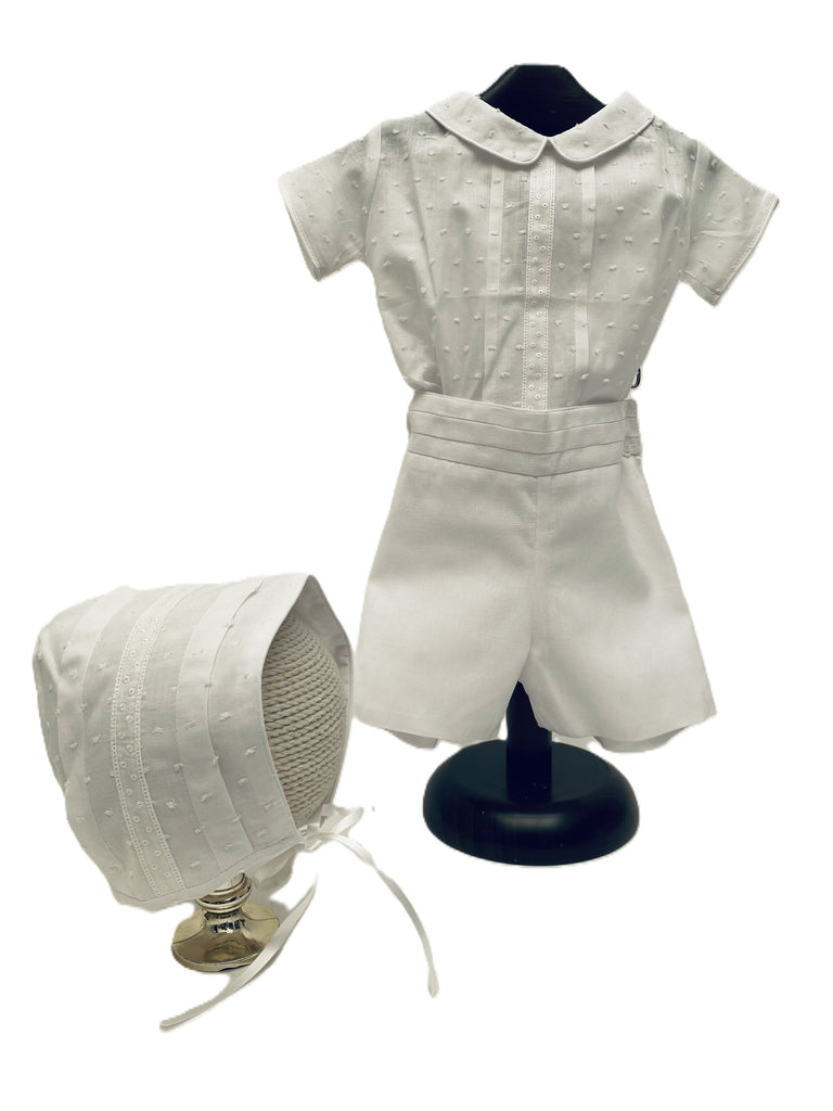 Ropón camisa plumeti con alforza bermuda de lino