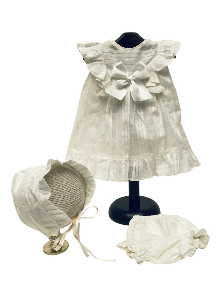 Ropón vestido de algodón rayas con olanes