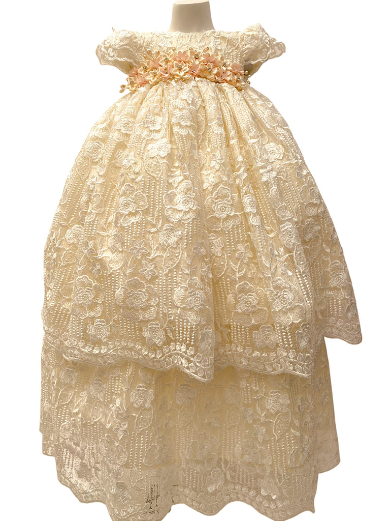 Ropón bordado peto con flores manga japonesa