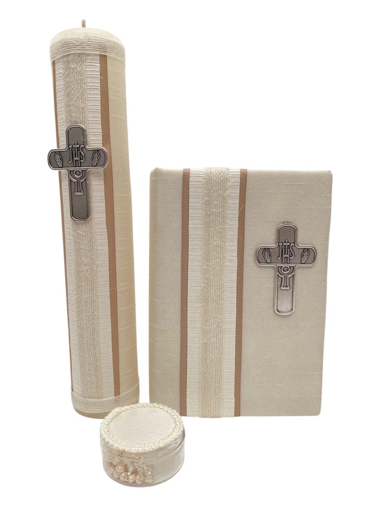 Juego comunión forrado con cruz