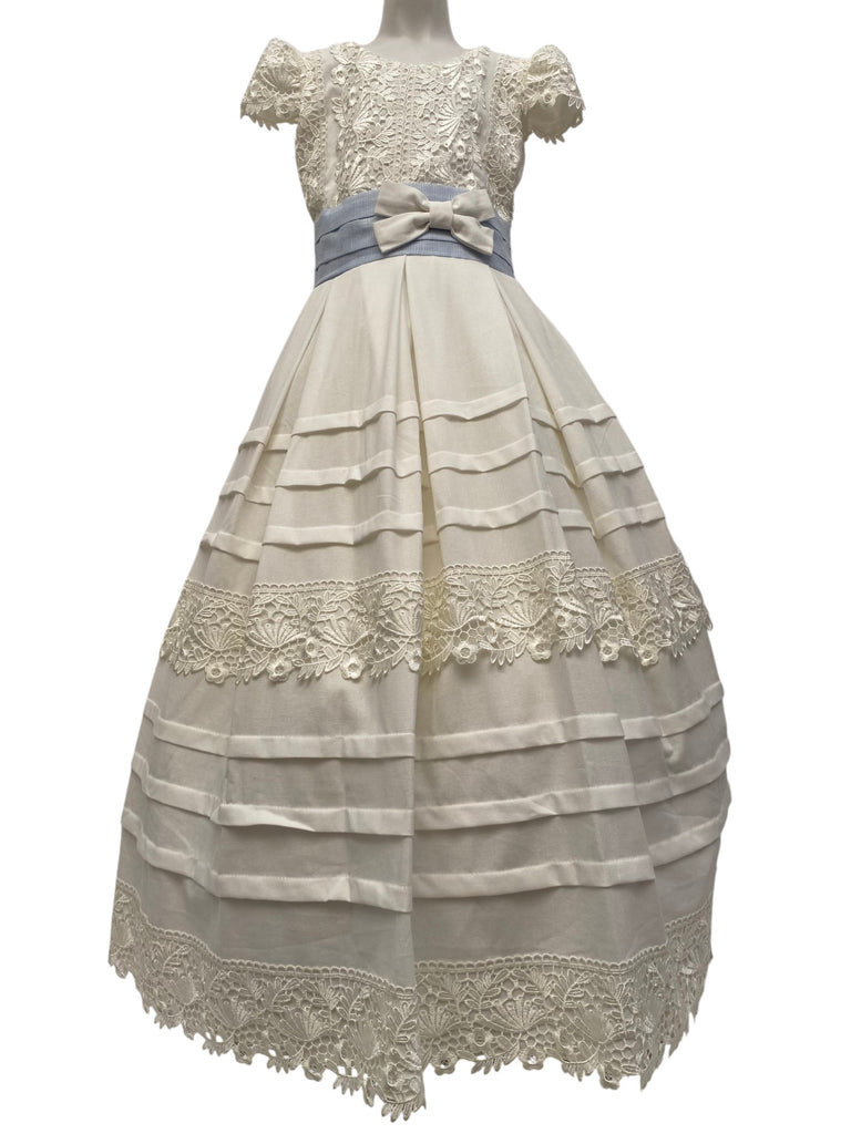 Vestido comunión flor en listón moño soledad