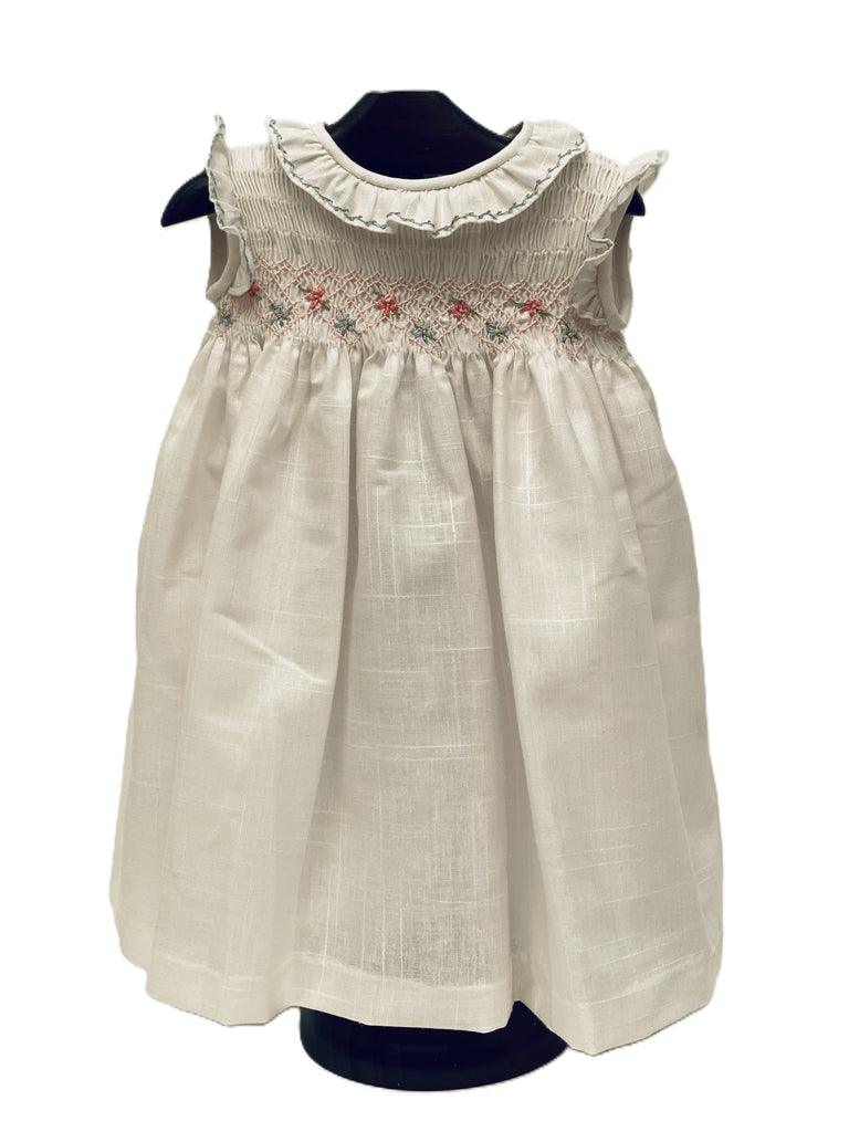 Vestido lino smock cuello bebé