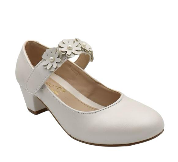 Zapatilla con tacón florecitas en látigo