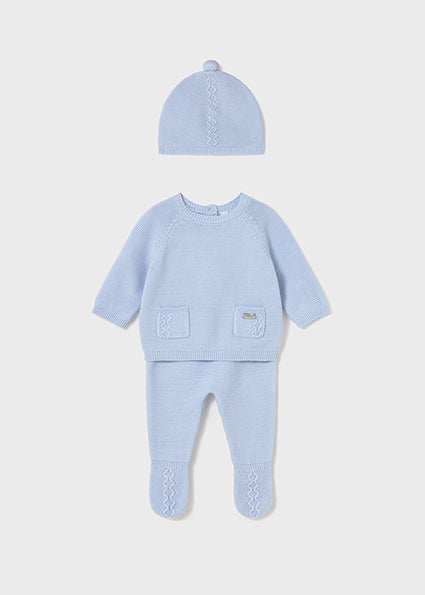 Conjunto polaina y gorro tricot