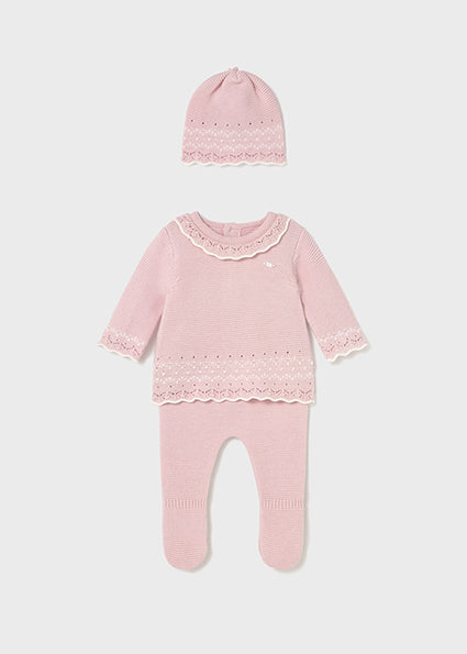 Conjunto polaina y gorro tricot