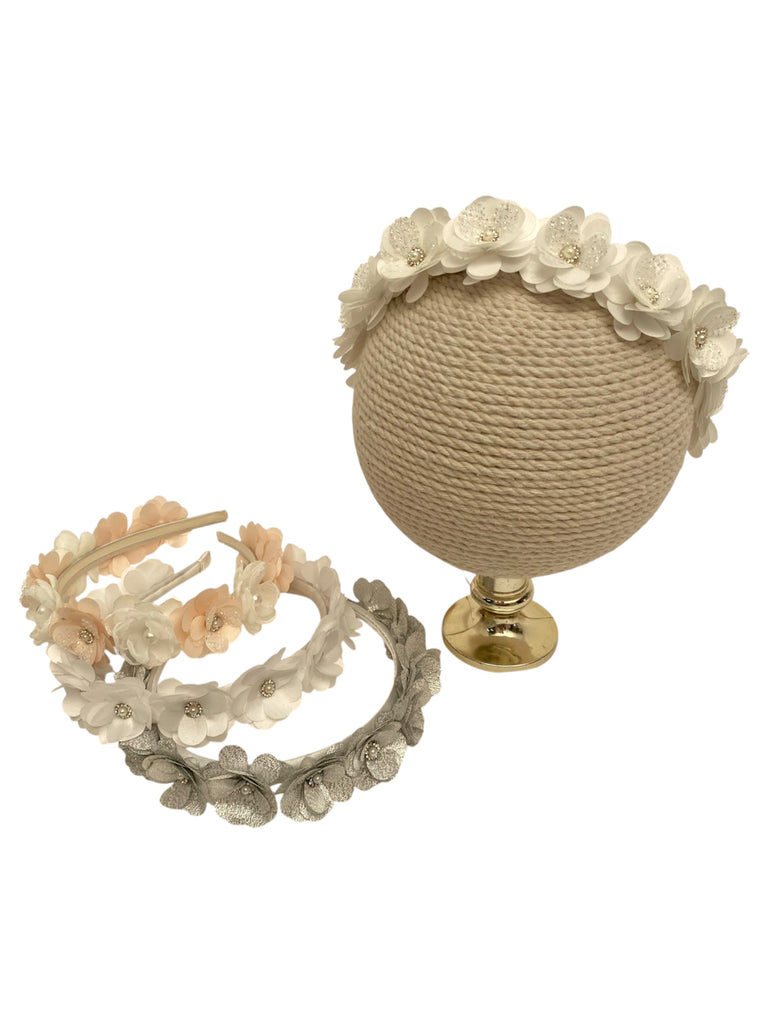 Diadema flores con glitter mariposa