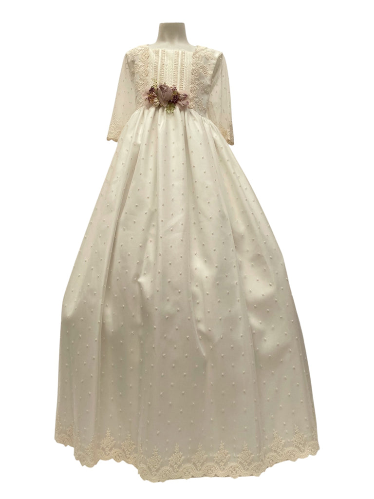 Vestido comunión español falda puntos manga 3/4