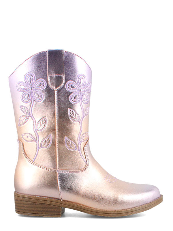 Bota napa metálica flores