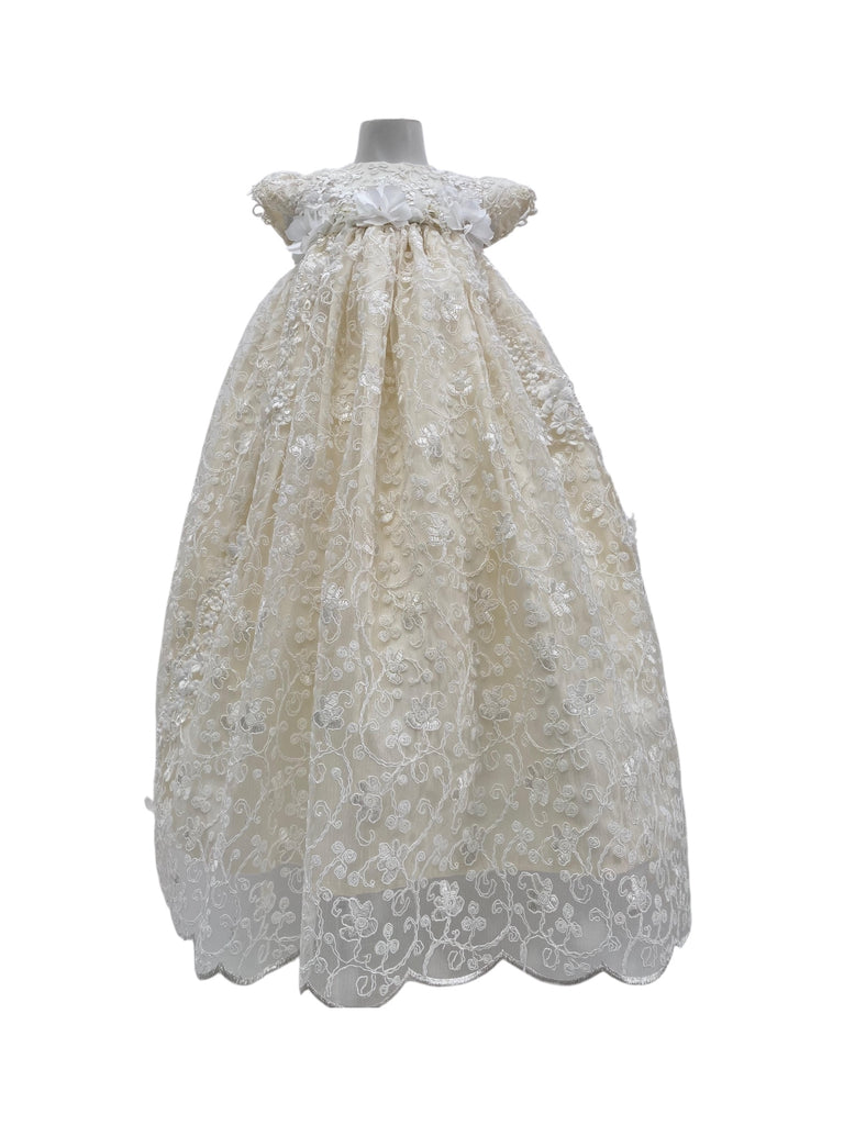 Ropón desmontable bordado con batita accesorio en cintura