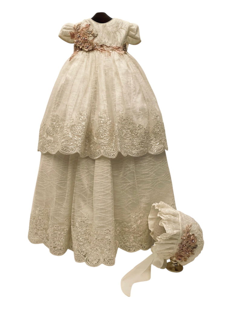 Ropón desmontable glitter filos bordados de encaje