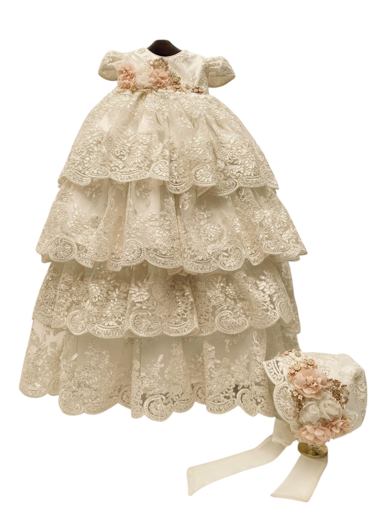 Ropón de niña desmontable de olanes encaje