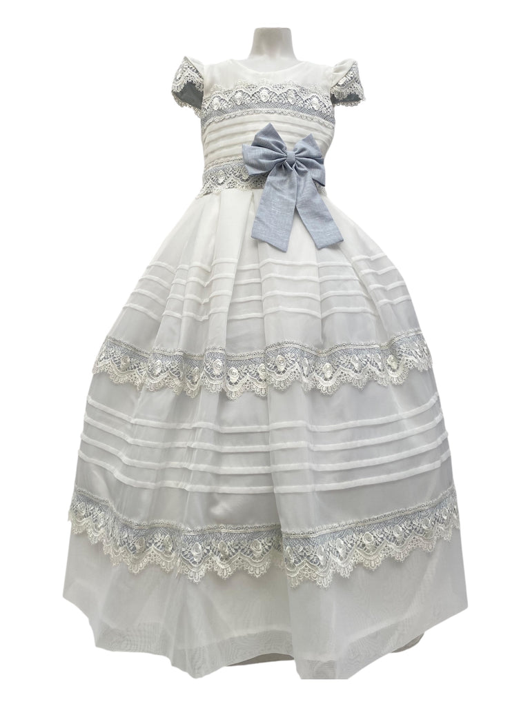 Vestido comunión manga japonesa tira de encaje en falda