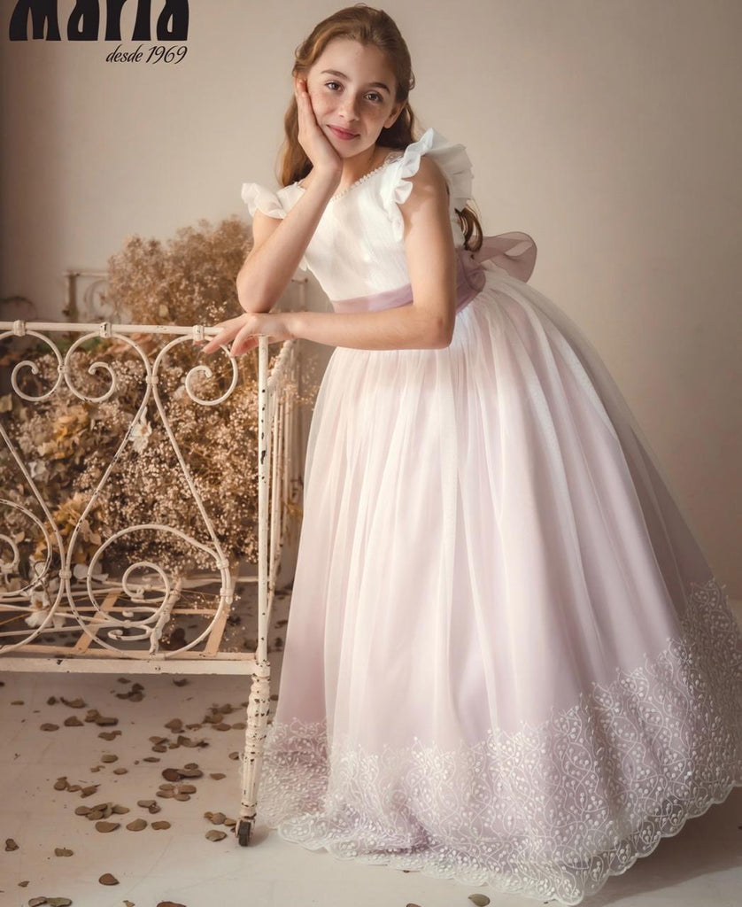 Vestido español olancitos en manga falda bordado fino