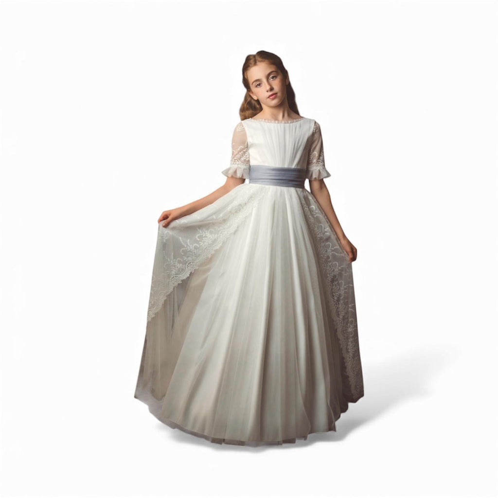 Vestido comunión manga 3/4 gasita bordada