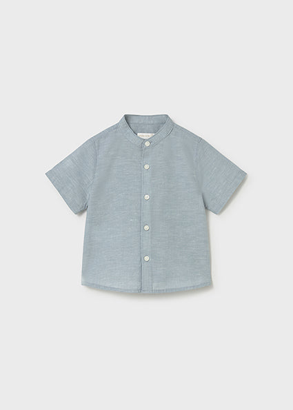 Camisa manga corta lino cuello mao