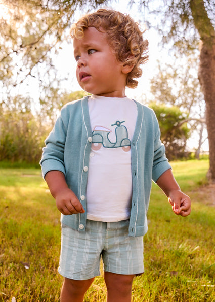 Conjunto bermuda lino aplique
